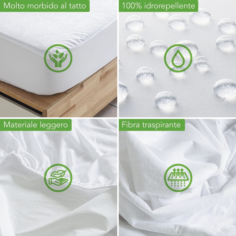 Double Bed Mattress Protector 63x75 Inch Waterproof Natural Bamboo Terry