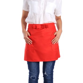 Waist Apron, Half-Length Short Apron Unisex Bowknot type With Pockets for Bar Waiter Waitress(Red)