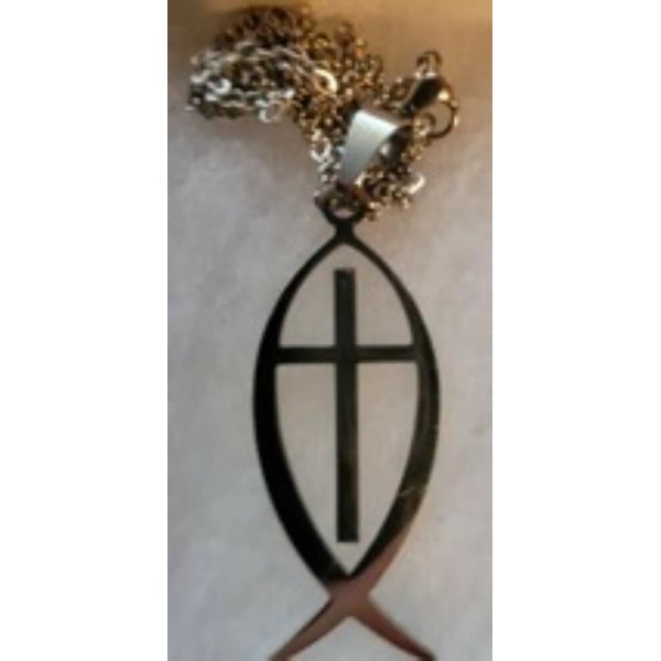 Chmo Christian Jesus Fish With Cross Necklace ( with magnetic