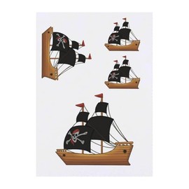 4 x 'Pirate Ship' Temporary Tattoos - Water Resistant, Skin-Safe, Non-Toxic Transfers, Mixed Sizes (TO00077710)