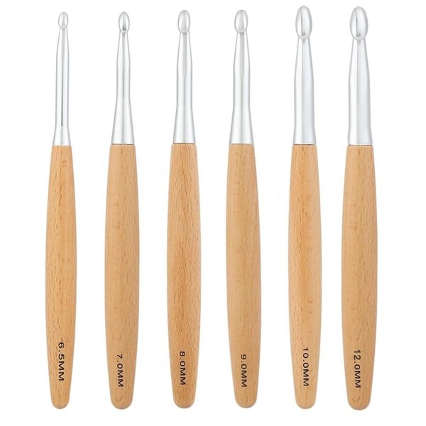 Luwqceu Large Crochet Hooks Set Crochet Hooks Beech Wood Handle