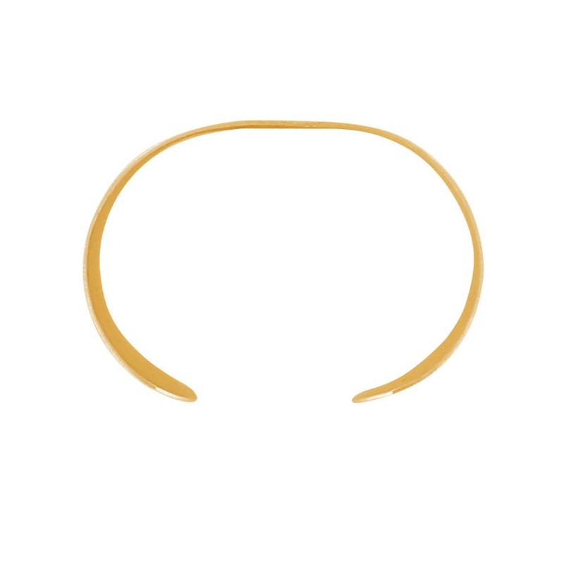 LES POULETTES BIJOUX - Golden brass bracelet hammered flat cuff,