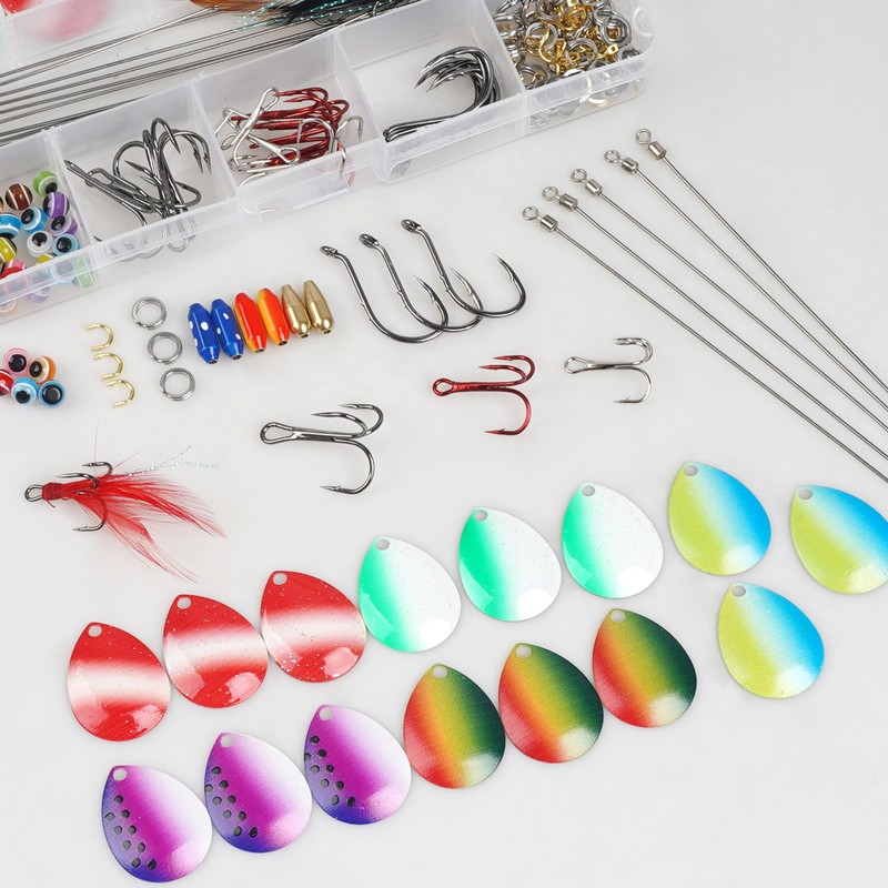 Spinner Fishing Lures Walleye Rig Making Kit, 250Pcs Spinner Blades
