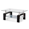 Mecor Rectangle Glass Coffee Table-Modern Side Coffee Table with Lower