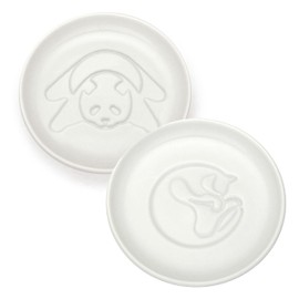 IPPINKA Hidden Painting Relief Soy Sauce Dish 2-Piece Set - Porcelain Seasoning Saucer - Sushi Dipping Plate - White - 3.5 x 3.5 in - Panda and Sleeping Cat