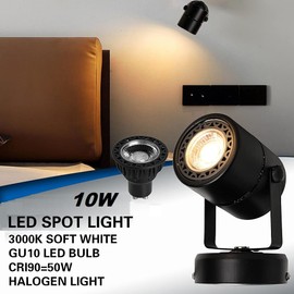 EAGLOD Modern Multipurpose LED Spotlight Desk or Wall Mount LED Accent Uplight,Portable Spot Light with ON/Off Switch,GU10 Bulb 3000K Warm White Cord-in-Plug 6ft, Dark Bronze 2 Pack (Black)