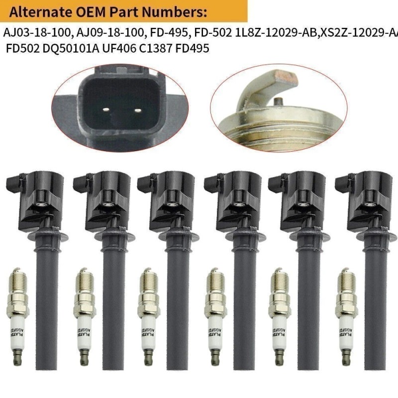 Gearzaar 6x Ignition Coil Pack & 6x Spark Plug For