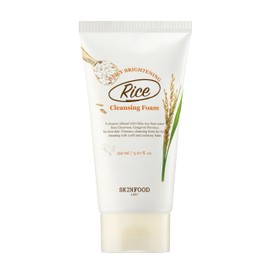 SKINFOOD Rice Daily Cleansing Foam 150ml - Delicate, Fine, and Smooth Brightening Cleansing with Fermented White Rice Ingredients - Firming Bubble Facial Foam Cleanser - For Men and Women (5.07 fl. oz.)