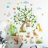 DRWSSR Removable Jungle Animal Green Tree Wall Decals DIY Bear