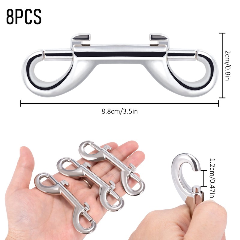 Double Hook with Snap Hook, 8 Pack 3.5 Inch Double