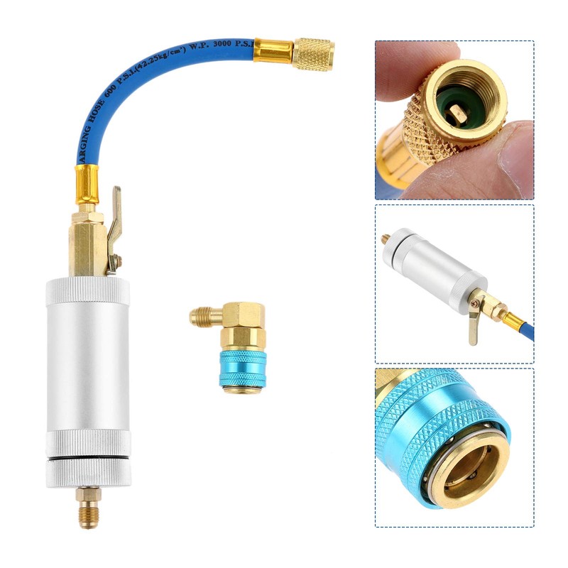 Aupoko R134A Compressor Oil Dye Injector, 1/4" SAE Male and