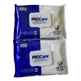 PROCARE LARGE ADULT WASHCLOTHS, TWO (2) PACKS of 50 EACH, NEW in PKG + FREE SHIP