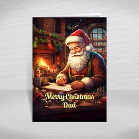 Dad Christmas Card, A5 Size Special Christmas Card for Dad, Father, Luxury Christmas Greeting Cards with a Christmas Wishes Greetings Verse Inside: Traditional Santa Christmas Card