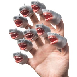 AQKILO Shark Finger Puppet Set, Ocean Animal Puppet Show Theater Props, Novelty Toys Weird Stuff Gifts,10 PCS