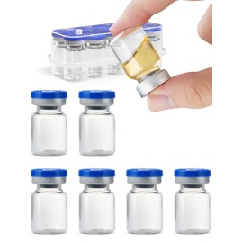 ZWCP 5ml Glass Vials for Injections, Self-Healing Injection Port, Empty Vials for Injections with Sealed Cap (10 Pack)