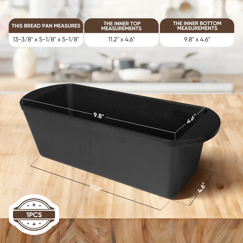 Oranbulb Cast Iron Bread Pan 13x5 Inch Loaf Pan, Cast