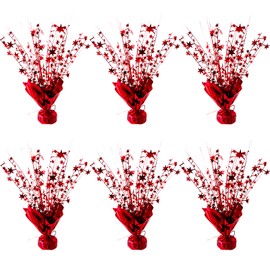 FUBININA 6 Pack Metallic Foil Spray Centerpiece Star Table Decoration Burst Table Centerpieces for Valentine's Day Birthday Wedding Memorial Christmas Anniversary Dining Party Supplies Decor, Red