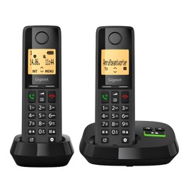 Gigaset Pure 320A Duo Cordless DECT Telephone with Answering Machine with Call Block Button and Hands-Free Function 100 Contacts Black [Compatible in DE, IT, FR, NL, BE, Che, AUT]