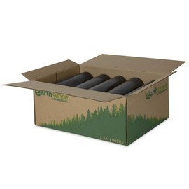 Earthsense Commercial RNW6050 Can Liner, 55-60 gal, 1.25 mil, 38" x 58", Black (Pack of 100)