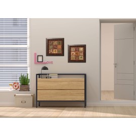 African Tribal Masque and Animal Cave Painting Collage, Two 12 by 12-Inch Brown Framed Prints. Brown/White/Black