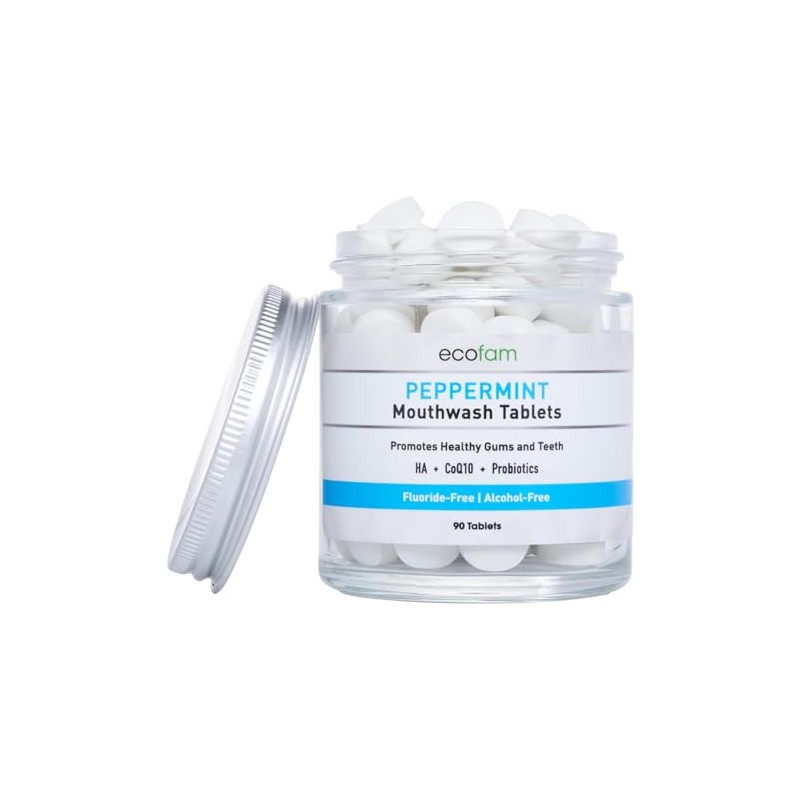 EcoFam Peppermint Mouthwash Tablets - Fresh Breath & Travel Friendly