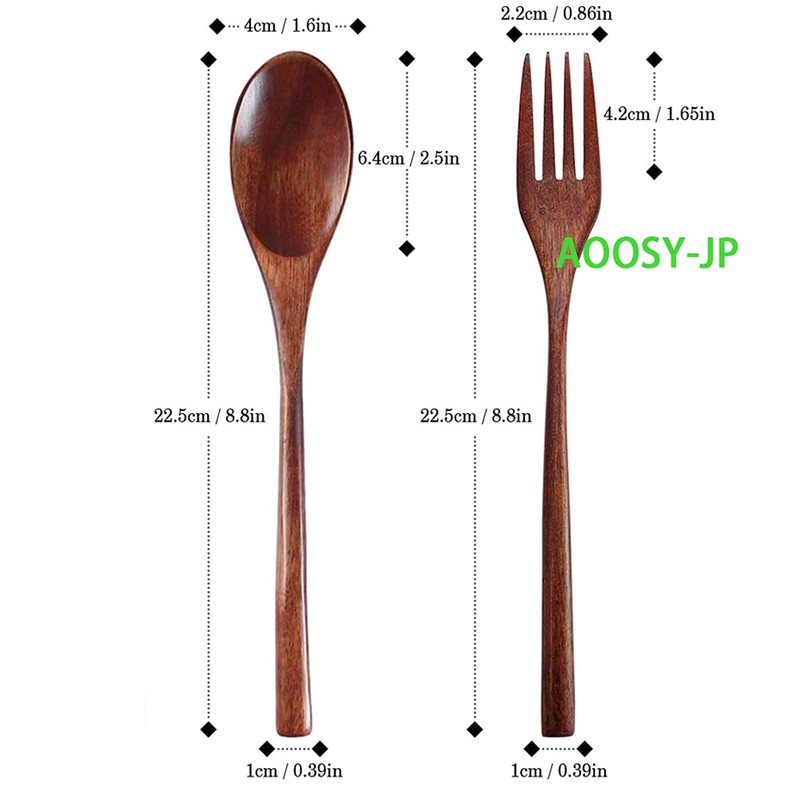 AOOSY Cutlery, Spoon, Fork, 4-Piece Set, Commuter Tableware Set, Bento