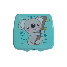 Tupperware Sandwich Box Storage Box Lunch Box Square with Hinge and Lock (Turquoise Koala Bear)