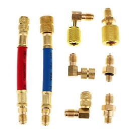Aoowei Auto AC Air Conditioning Refrigeration R134A R12 Connector Adapter Hose Kit 8Pcs