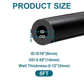 SDZONGES Vacuum Hose Automotive, 5/16""(8mm) ID Vacuum Hose, 5FT Vacuum Lines Automotive, 130PSI Max Pressure Silicone Vacuum Hose, Vacuum Tube Black., Va-8-5FT