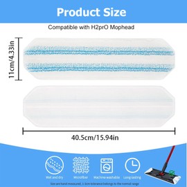 4 PCS Replacement Mop Pads for O-Cedar H2PrO & Vileda H2PrO Flat Mop Microfiber Mop Pad Refill for Deep Cleaning, Washable, Reusable & Lint-Free, Safe on Wood Floors, Vinyl, Tile, Baseboards, Walls