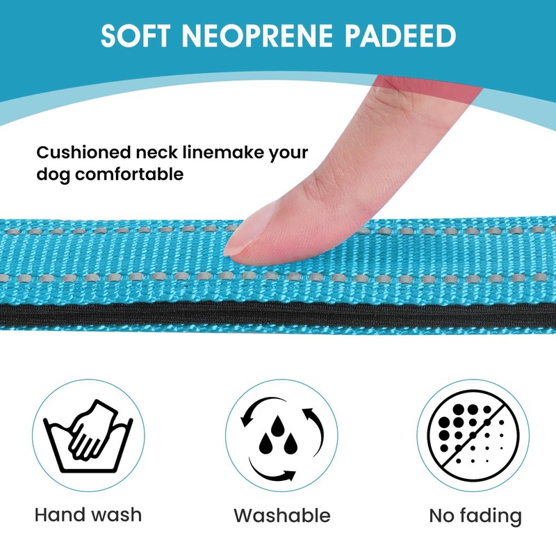 PenSeepet Reflective Dog Collar Padded with Soft Neoprene Breathable Quick