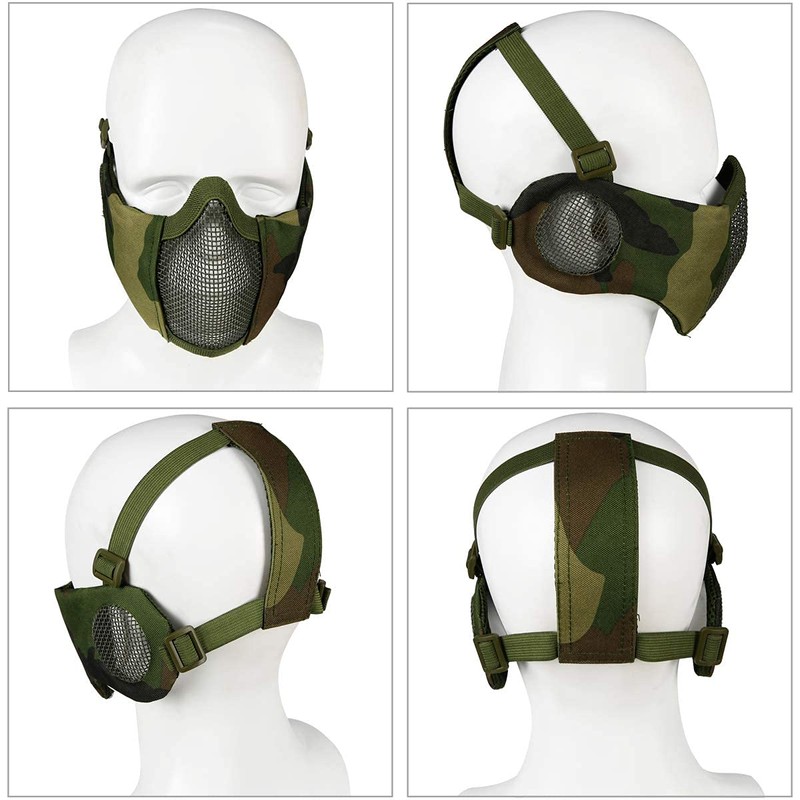 Aoutacc Airsoft Protective Gear Set, Half Face Mesh Masks with