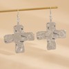Chunky Gold Big Hammered Cross Drop Dangle Earrings for Women
