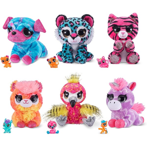 Coco Surprise Neon (Random 3 Pack) by ZURU Randomly Assorted Animal Plush Toys with Baby Collectible Pencil Topper Character Toy in Cone Mystery