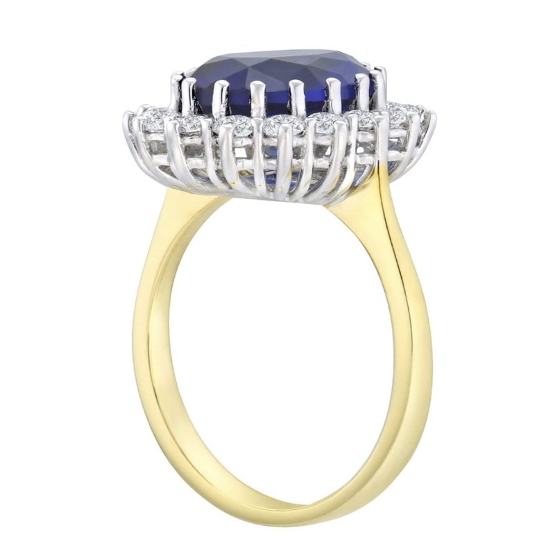 Old English Jewellers 9ct Yellow Gold on Silver Blue Sapphire