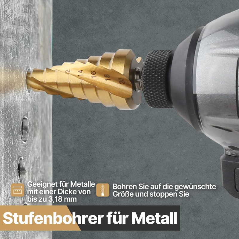 Vearter Step Drill 4241 4-12 mm HSS Cobalt Step Drill