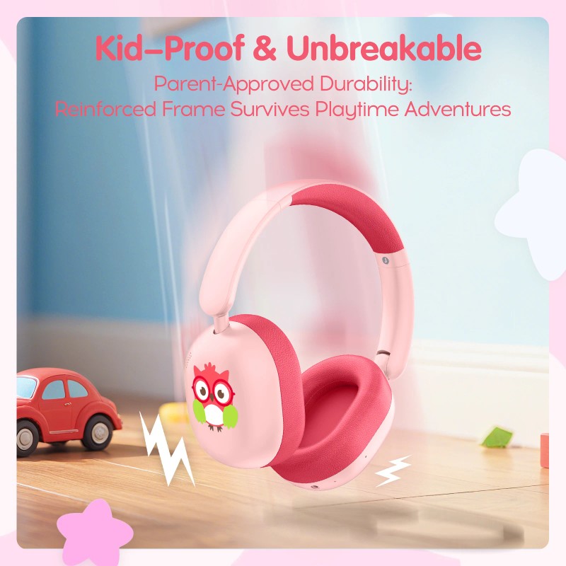 LOBKIN Kids Wireless Over-Ear Headphones with Foldable Design MIC for