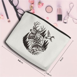 Cosmetic Bag Organizer Travel, Compact Lightweight Accessory for Travel and Daily Use - VICBOU Deer Duck Fishing Makeup