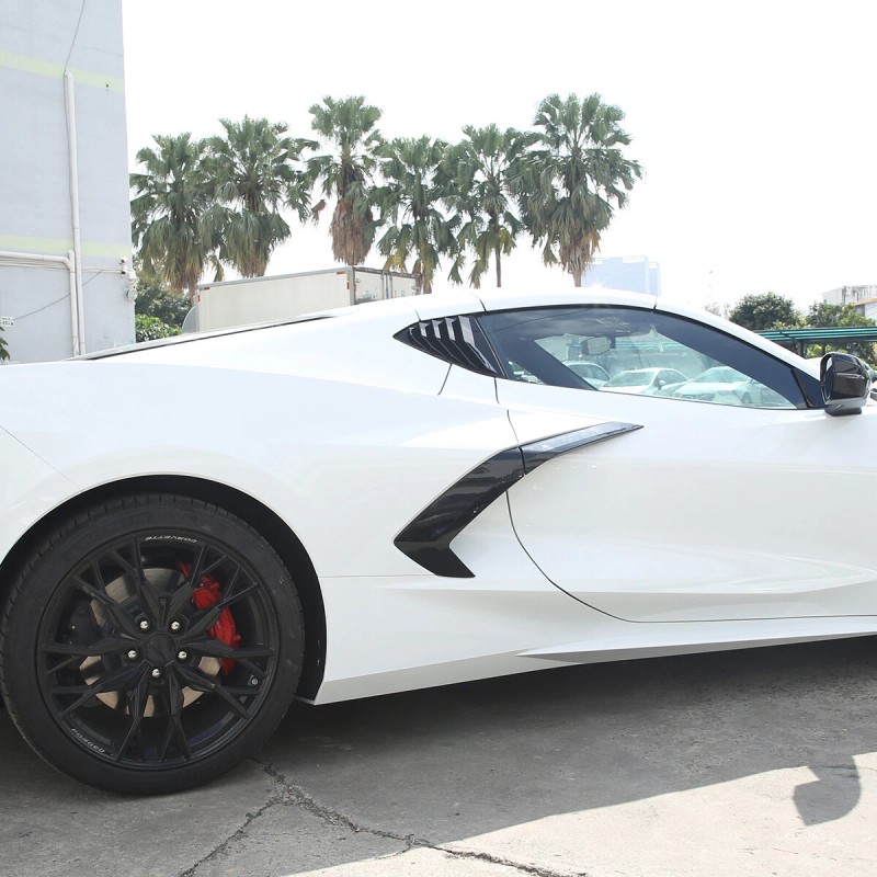 car-attention Gloss Black Side Window Louver Shutter Cover Trim 2pcs