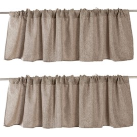 Jola's House 2 Pack Burlap Window Curtain Valances Farmhouse Style Window Treatment Decor Curtains Rod Pocket Valances for Kitchen/Living Room 16" x 56" (Brown)
