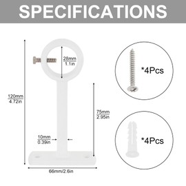 HOJLKLD Curtain Rod Brackets, 2 Pieces Aluminium Ceiling Curtain Rod Bracket for 20 mm to 25 mm Curtain Rod Accessory (White)