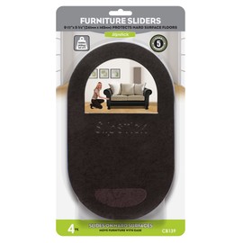 Slipstick CB139 XL Heavy Furniture Movers for Hardwood Floors (4 Pack) Premium 9-1/2” x 5-3/4” (241mm x 145mm) Oval Felt Furniture Sliders for Moving Heavy Appliances & Furniture on Hard Surfaces, Reusable, Black