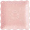 YBK Tech Elegant Square Embossed Lace Plate, Ceramic Serving Plate