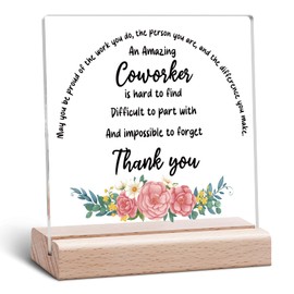 Coworker Leaving Gifts for Women Thank You Clear Desk Decorative Sign for Women Colleague Friends Work Bestie Employee Appreciation Gifts Goodbye Farewell Retirement Acrylic Sign With Wooden Stand