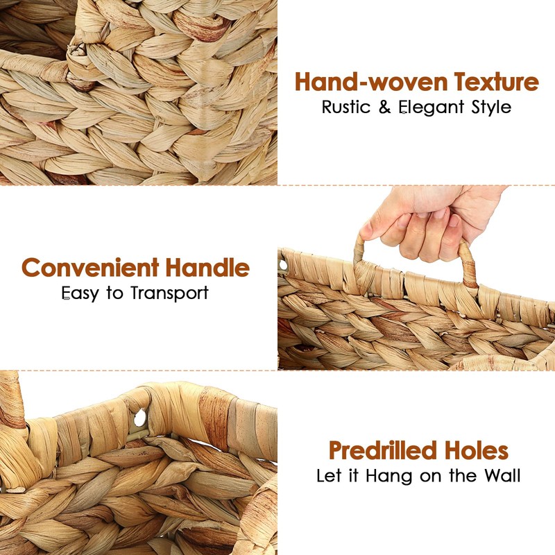 BSTKEY Natural Water Hyacinth Wall Mounted Mail Organizer, Hand-woven Magazine