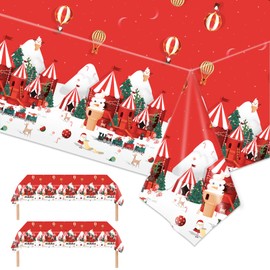 2Pcs Christmas Party Table Cover Table Cloth,137*274cm Christmas Table Decorations Plastic Waterproof Rectangular Tablecover Xmas Tablecloth for Christmas Evening Holiday Party Table Decorations