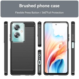 HEYUS Case for Oppo A79 5G / A25 5G, Shock-Absorption Brushed Flexible Soft Carbon Fiber Protective Cover for Oppo A79 5G / A25 5G - Black