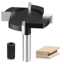 CNC Spoilboard Surfacing Router Bit,Slab Flattening Router Bit,Edge Treatment-1/4 Shank Industrial-Grade ,1-1/2" Cutting Diameter,1/2" to 1/4" Router Collet,Wood Milling Planing Dado Planer Bit