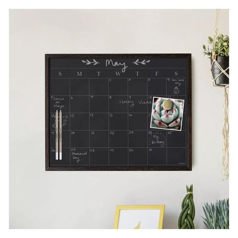 16"x20" Wood Frame Chalkboard Calendar Comes included with 2 white