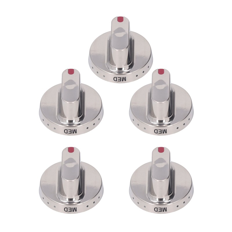 5Pcs Gas Stove Knob Cover Control Dial Knobs Stainless Steel